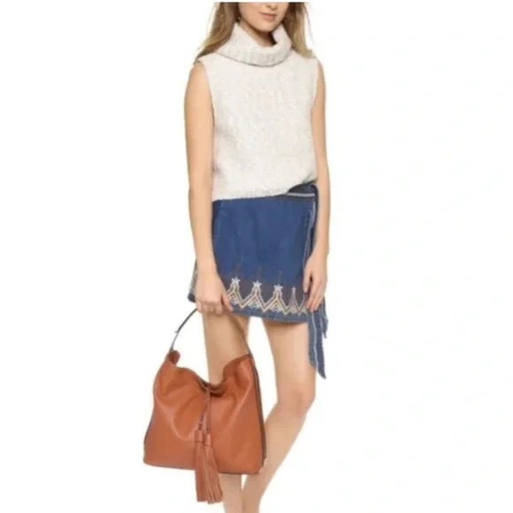 Rebecca Minkoff Isobel Pebbled Soft Leather Hobo Shoulder Purse Camel Brown - Picture 9 of 15